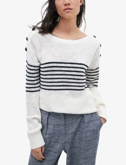 Ikks Striped Cotton-blend Jumper -Sweaty Bety Clothing Shop R04156281 IVORY ALT02