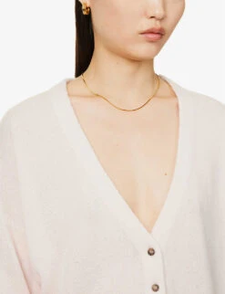 V-neck Cropped Organic Cashmere-knitted Cardigan -Sweaty Bety Clothing Shop R04156844 LIGHTPINK ALT04