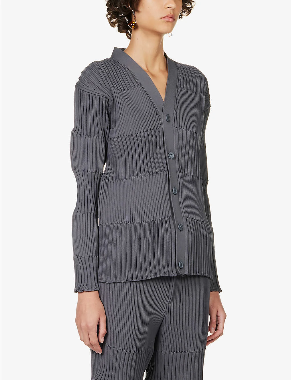 Fluted Recycled-polyester Knitted Cardigan 5 Fluted Recycled-polyester Knitted Cardigan - Image 3