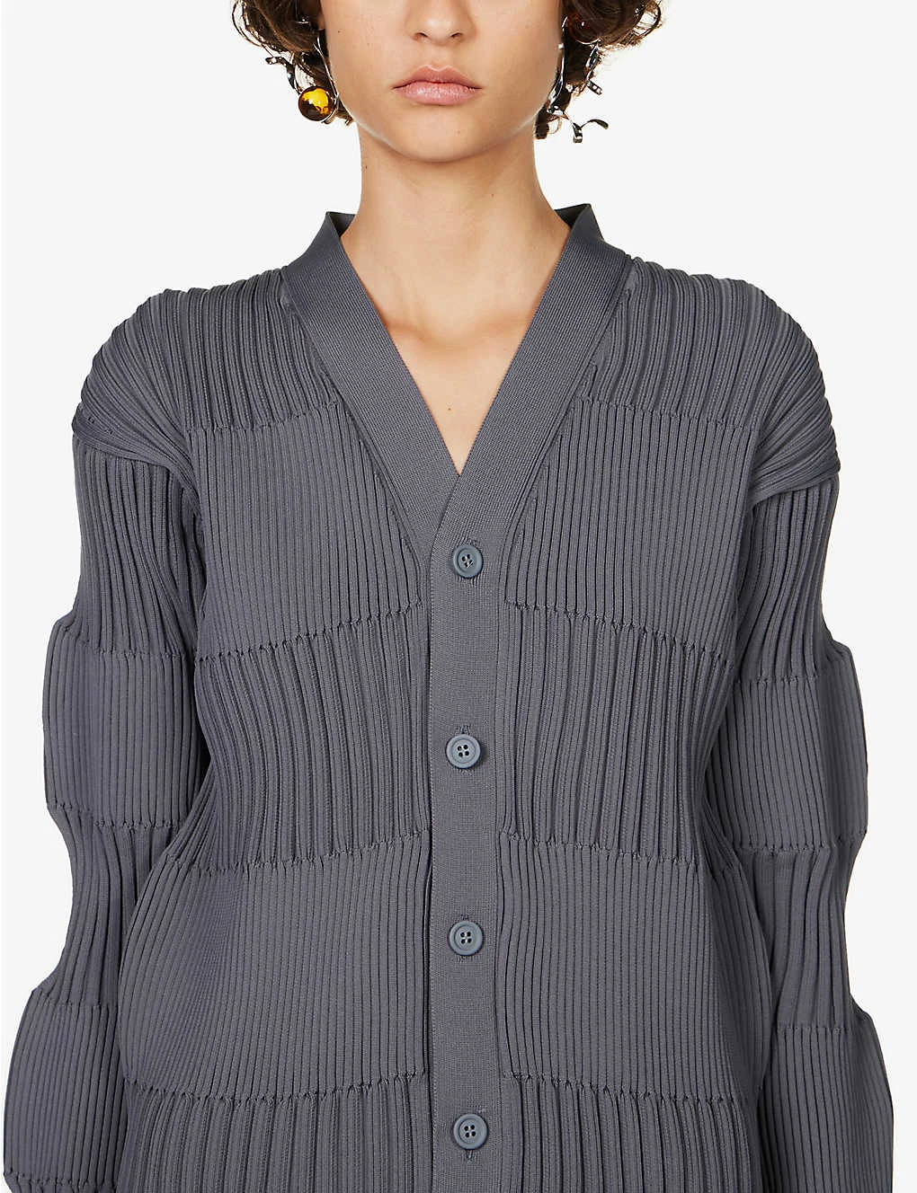 Fluted Recycled-polyester Knitted Cardigan 7 Fluted Recycled-polyester Knitted Cardigan - Image 5