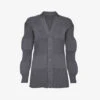 Fluted Recycled-polyester Knitted Cardigan -Sweaty Bety Clothing Shop R04157892 DARKGRAY M