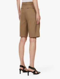 Sportmax Ocra Pressed-crease Regular-fit Cotton-blend Shorts -Sweaty Bety Clothing Shop R04158876 BEIGE ALT03