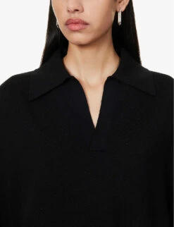 Bottega Veneta Relaxed-fit V-neck Wool Knitted Jumper -Sweaty Bety Clothing Shop R04159943 BLACK ALT05