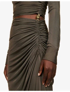 Bottega Veneta Knot Slim-fit Cut-out Woven Maxi Dress -Sweaty Bety Clothing Shop R04159959 OLIVE ALT04