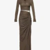 Bottega Veneta Knot Slim-fit Cut-out Woven Maxi Dress -Sweaty Bety Clothing Shop R04159959 OLIVE M