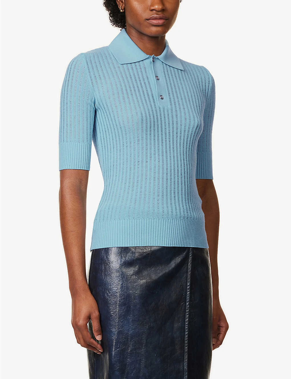 Bottega Veneta Collar Short-sleeve Wool Top 5 Bottega Veneta Collar Short-sleeve Wool Top - Image 3