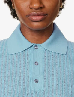 Bottega Veneta Collar Short-sleeve Wool Top 11 Bottega Veneta Collar Short-sleeve Wool Top -Sweaty Bety Clothing Shop R04159963 DUSK ALT04