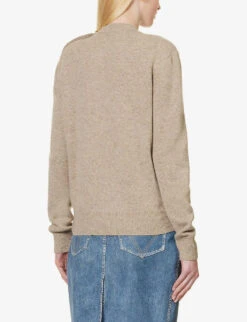Bottega Veneta Knot-button Round-neck Cashmere-blend Knitted Jumper -Sweaty Bety Clothing Shop R04159973 DESERT ALT03