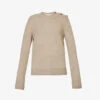 Bottega Veneta Knot-button Round-neck Cashmere-blend Knitted Jumper -Sweaty Bety Clothing Shop R04159973 DESERT M