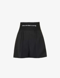 ALEXANDER WANG Safari Logo-print High-rise Cotton-blend Shorts