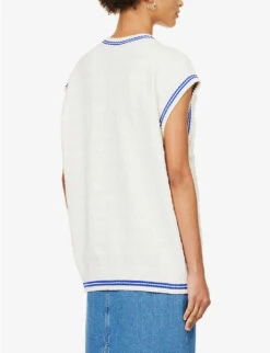 ALEXANDER WANG Logo-embossed V-neck Cotton Knitted Vest -Sweaty Bety Clothing Shop R04160706 OFFWHITEMARINE ALT03