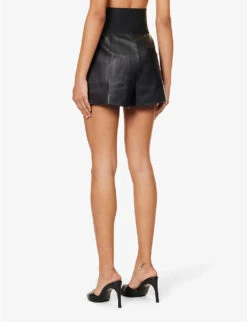 ALEXANDER WANG Safari High-rise Leather Shorts -Sweaty Bety Clothing Shop R04160710 BLACK ALT03