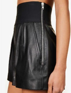 ALEXANDER WANG Safari High-rise Leather Shorts -Sweaty Bety Clothing Shop R04160710 BLACK ALT05