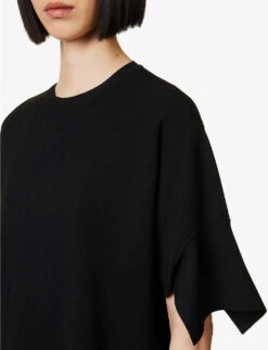 STELLA MCCARTNEY Compact Knit Dipped-hem Knitted Top -Sweaty Bety Clothing Shop R04160805 BLACK ALT04