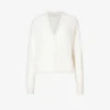 Max Mara Rugiada V-neck Wool-blend Knitted Cardigan 1 Max Mara Rugiada V-neck Wool-blend Knitted Cardigan -Sweaty Bety Clothing Shop R04161464 WHITE M