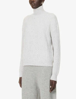 Max Mara Favore Cable-knit Wool-blend Knitted Jumper -Sweaty Bety Clothing Shop R04161469 WHITE ALT02
