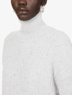 Max Mara Favore Cable-knit Wool-blend Knitted Jumper -Sweaty Bety Clothing Shop R04161469 WHITE ALT04
