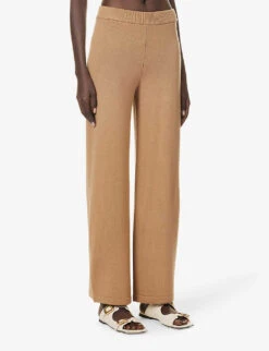 Max Mara Visone Wide-leg Wool Knitted Trousers -Sweaty Bety Clothing Shop R04161475 CAMEL ALT02
