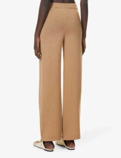 Max Mara Visone Wide-leg Wool Knitted Trousers -Sweaty Bety Clothing Shop R04161475 CAMEL ALT03