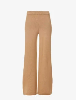 Max Mara Visone Wide-leg Wool Knitted Trousers