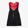 MOSCHINO Sweetheart-neck Contrast-panel Wool-blend Mini Dress -Sweaty Bety Clothing Shop R04162975 FANTASYPRINTBLACK M
