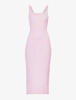Emma Square-neck Cotton-blend Knitted Midi Dress