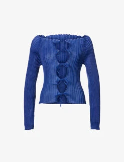 Emma Boat-neck Open-front Ribbed Cotton-blend Cardigan