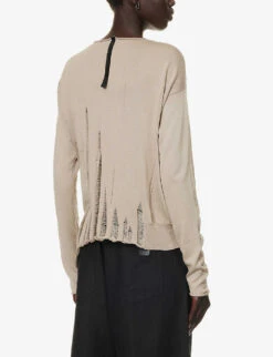 Distressed-panel Relaxed-fit Silk And Cotton Knitted Top -Sweaty Bety Clothing Shop R04164412 PERLA ALT03