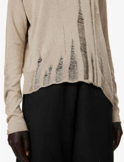 Distressed-panel Relaxed-fit Silk And Cotton Knitted Top -Sweaty Bety Clothing Shop R04164412 PERLA ALT05