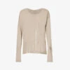 Distressed-panel Relaxed-fit Silk And Cotton Knitted Top
