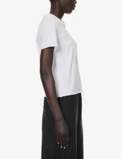 Short-sleeved Round-neck Stretch-cotton T-shirt -Sweaty Bety Clothing Shop R04164414 WHITE ALT02