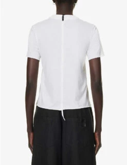 Short-sleeved Round-neck Stretch-cotton T-shirt -Sweaty Bety Clothing Shop R04164414 WHITE ALT03