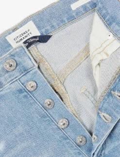 CITIZENS OF HUMANITY Jolene Whiskered High-rise Slim-leg Stretch-denim Jeans -Sweaty Bety Clothing Shop R04164580 PIXIE ALT06