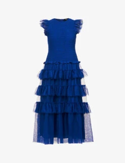 ME AND EM Shirred Flared-hem Woven Maxi Dress