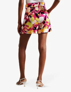 Ted Baker Thiana Belted Floral-print Woven Shorts -Sweaty Bety Clothing Shop R04165576 BRTPINK ALT03