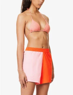 It's Now Cool Vacay Colour-blocked Mid-rise Cotton Shorts -Sweaty Bety Clothing Shop R04165805 CANDY ALT02