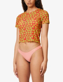 It's Now Cool Floral-print Short-sleeved Mesh T-shirt -Sweaty Bety Clothing Shop R04165818 SANCHO ALT02