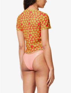 It's Now Cool Floral-print Short-sleeved Mesh T-shirt -Sweaty Bety Clothing Shop R04165818 SANCHO ALT03