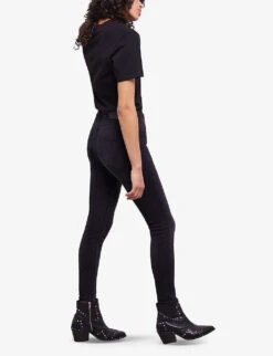 THE KOOPLES Logo-embellished Slim-fit Mid-rise Stretch Denim Jeans -Sweaty Bety Clothing Shop R04166186 BLACK ALT02