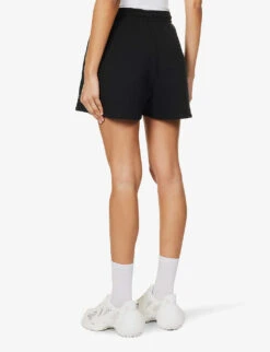 Crystal-embellished Logo-print Organic-cotton Shorts -Sweaty Bety Clothing Shop R04166485 BLACK ALT02
