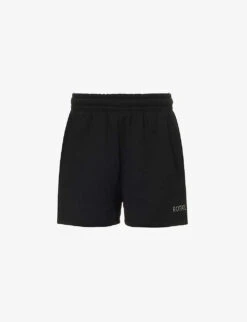 Crystal-embellished Logo-print Organic-cotton Shorts
