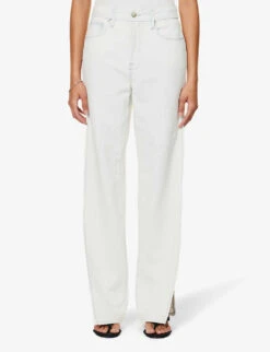 GOOD AMERICAN Good Boy Side-split Relaxed-fit Denim-blend Jeans -Sweaty Bety Clothing Shop R04166599 INDIGO497 ALT03