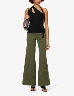 GOOD AMERICAN Good Waist Palazzo Wide-leg High-rise Stretch-denim Jeans -Sweaty Bety Clothing Shop R04166633 FERN002 ALT02