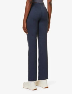 Vuori Halo Drawstring-waist Flared High-rise Stretch-recycled Polyester Trousers -Sweaty Bety Clothing Shop R04167658 AZUREHEATHER ALT03