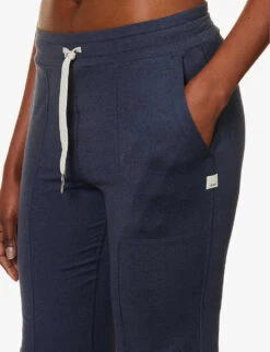 Vuori Halo Drawstring-waist Flared High-rise Stretch-recycled Polyester Trousers -Sweaty Bety Clothing Shop R04167658 AZUREHEATHER ALT04