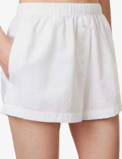 Yoko Elasticated-waistband Relaxed-fit Cotton-poplin Boxers -Sweaty Bety Clothing Shop R04167915 WHITE ALT04