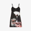 FIORUCCI Mascara Graphic-print Woven Mini Dress -Sweaty Bety Clothing Shop R04168322 BLACK M