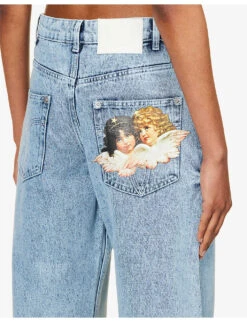 FIORUCCI Patti Graphic-print Straight-leg Mid-rise Organic-denim Jeans -Sweaty Bety Clothing Shop R04168324 ACIDWASH ALT05