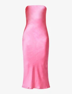 Exclusive Heather Strapless Satin Maxi Dress