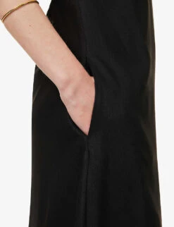Simone Cut-out Halterneck Low-back Linen-blend Dress -Sweaty Bety Clothing Shop R04172385 BLACK ALT06